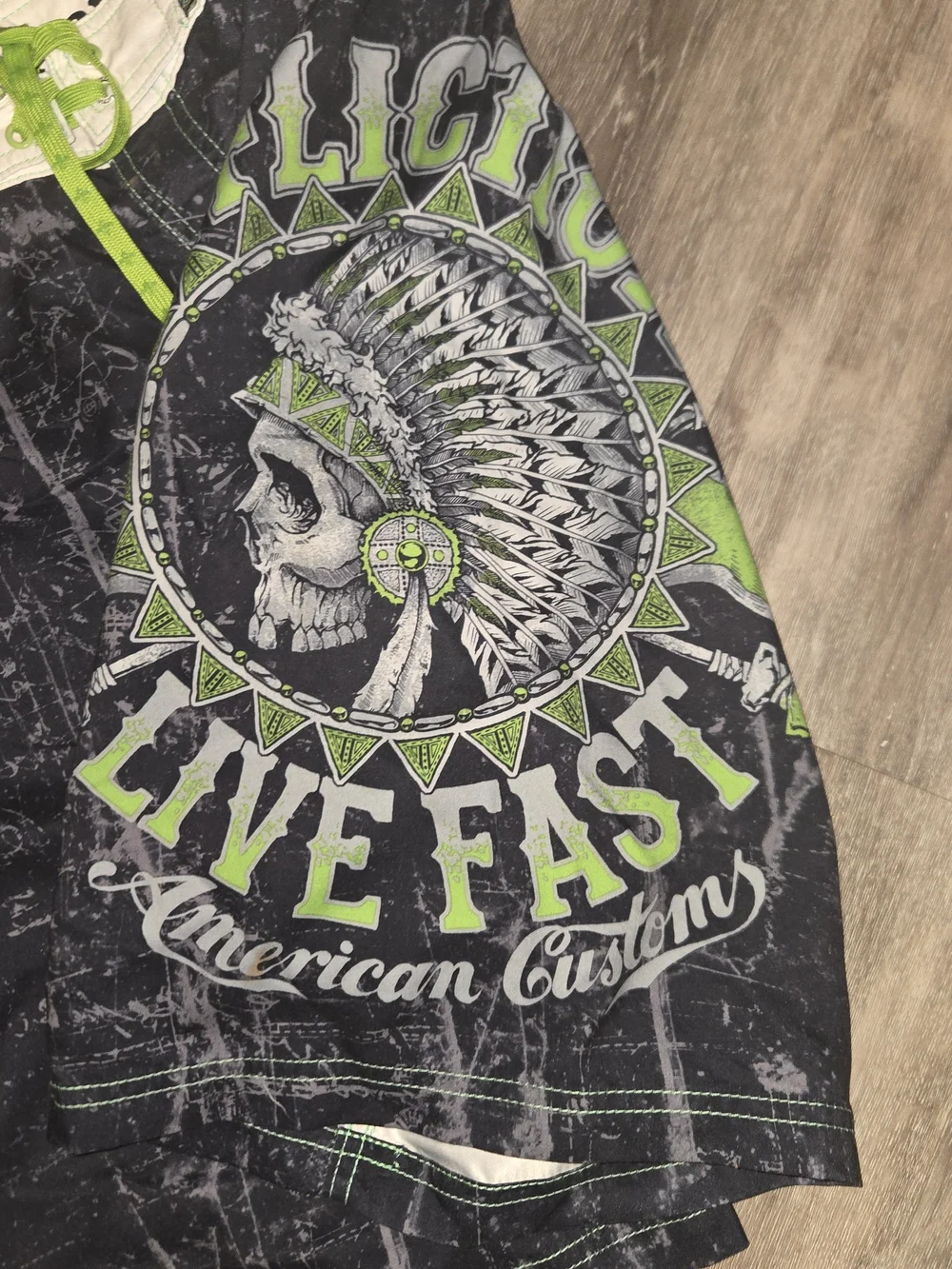 Affliction Board Shorts Mens 34 Live Fast Swim Trunks Lightweight
